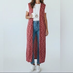 NEW•M•Longline Space Dye Red Joy Vest